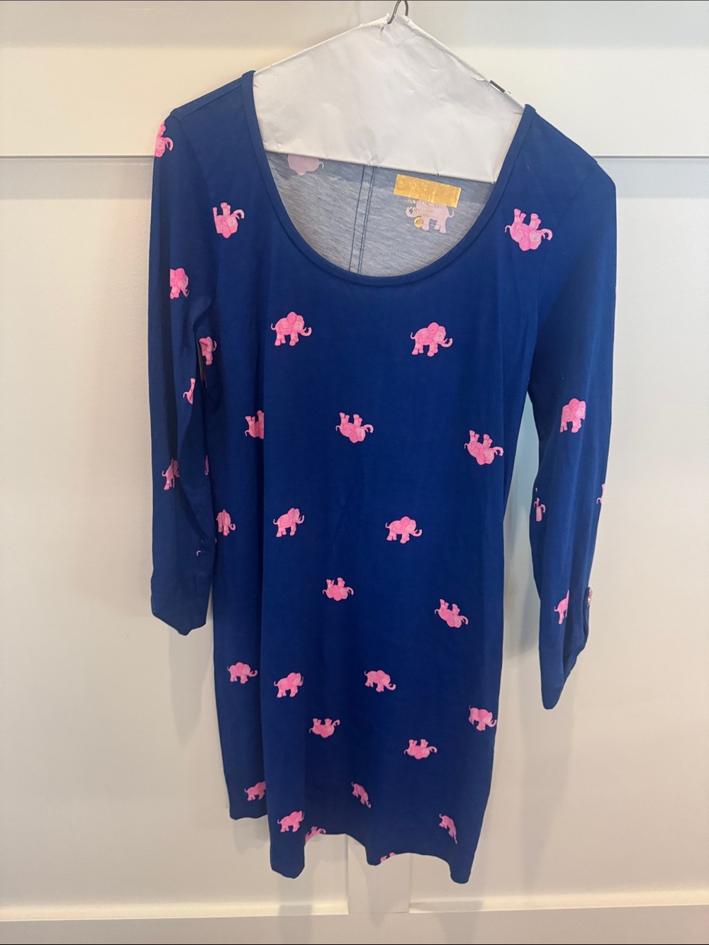 Lilly Pulitzer oven ridge dress with scoop neck with Pink Elephant Print
